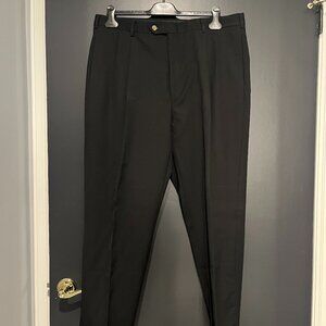 NWT Mens Tommy Hilfiger Black Pleated Dress Pants 40x30 100% Worsted Wool